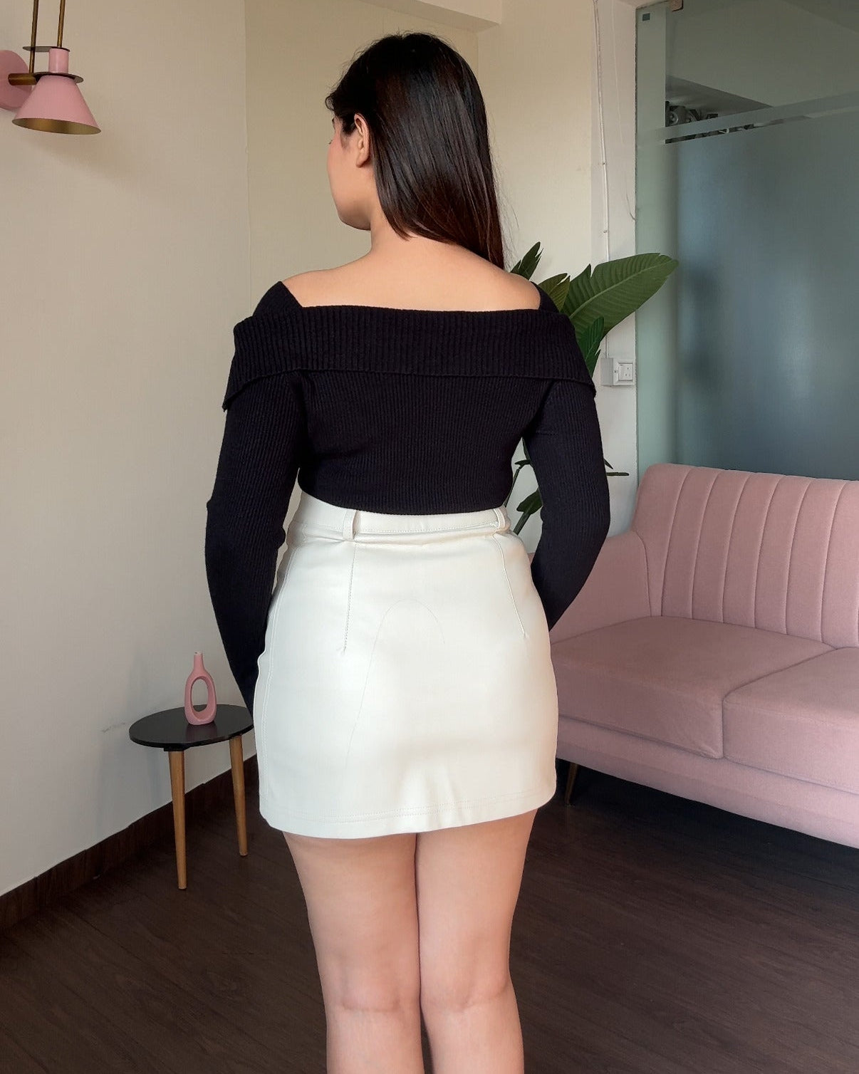 Off-Shoulder Button Detailing Sweater Top