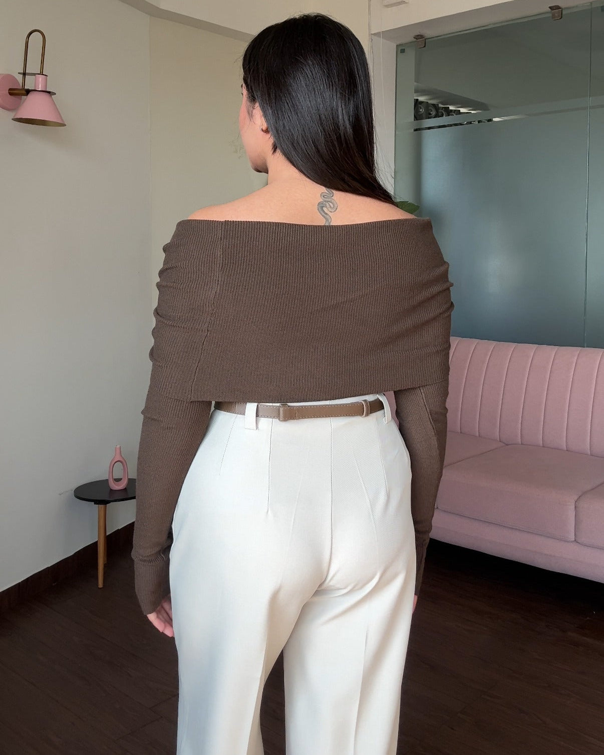 Draped Style Off Shoulder Sweater Top