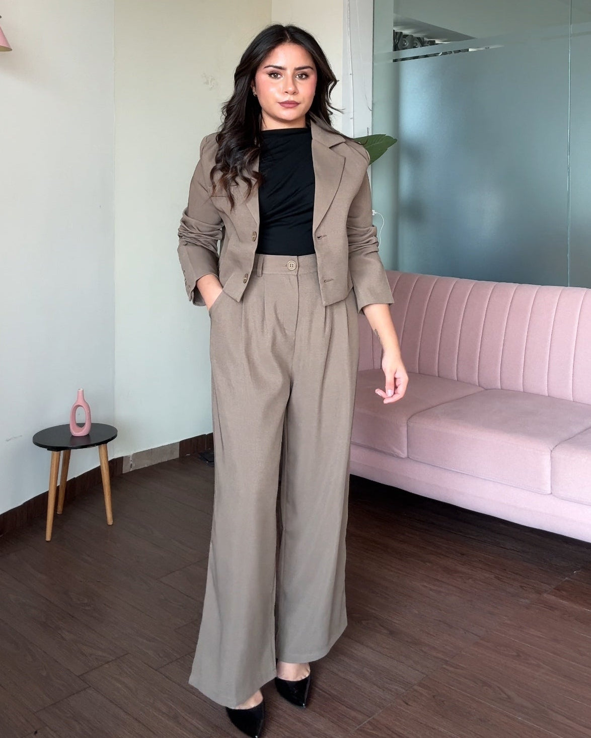 Cropped Blazer And Tailored Pants Formal Set