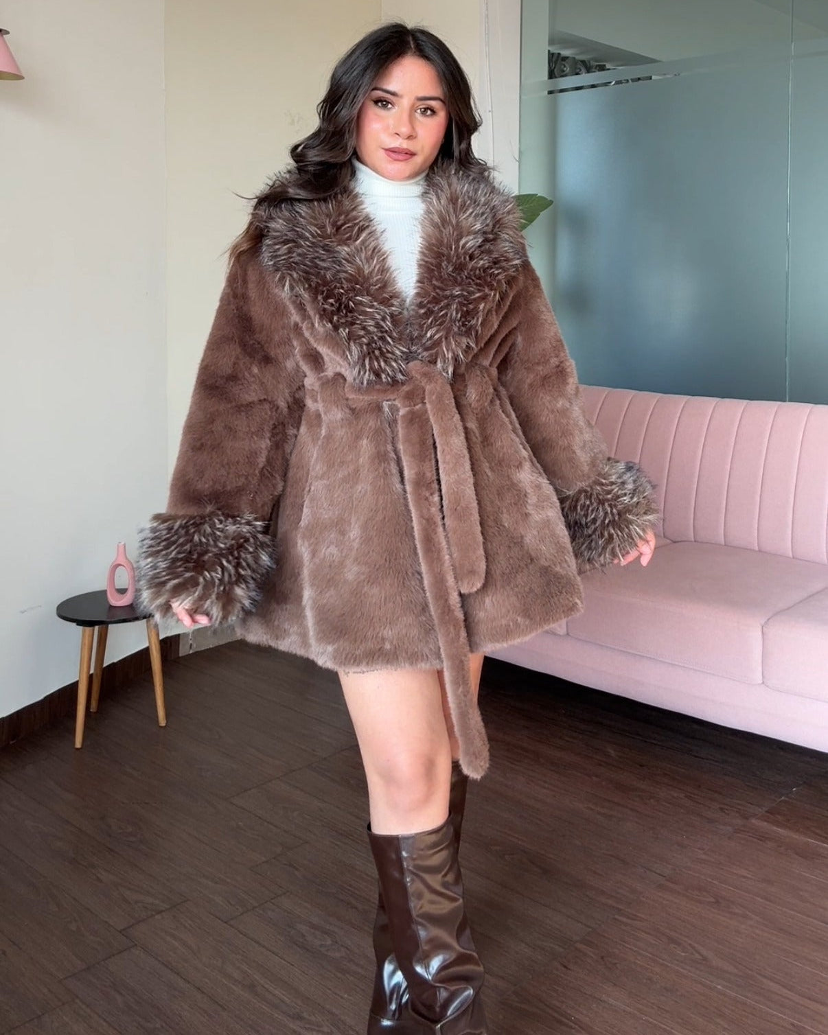 Faux Fur Heavy Wool Coat