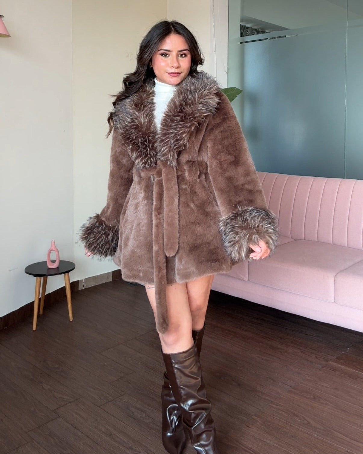 Faux Fur Heavy Wool Coat