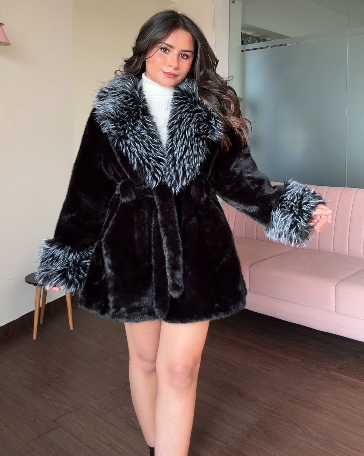 Faux Fur Heavy Wool Coat