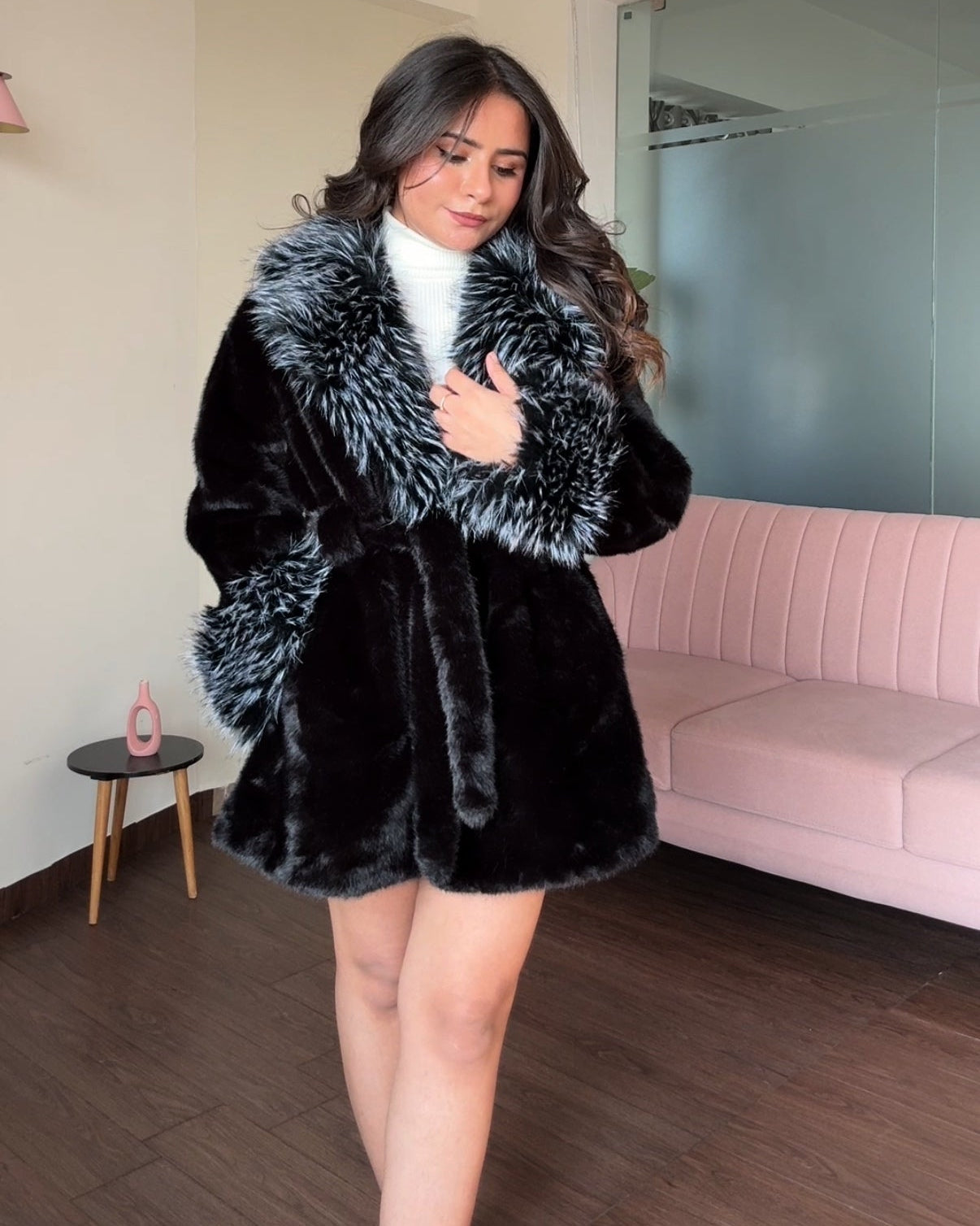 Faux Fur Heavy Wool Coat