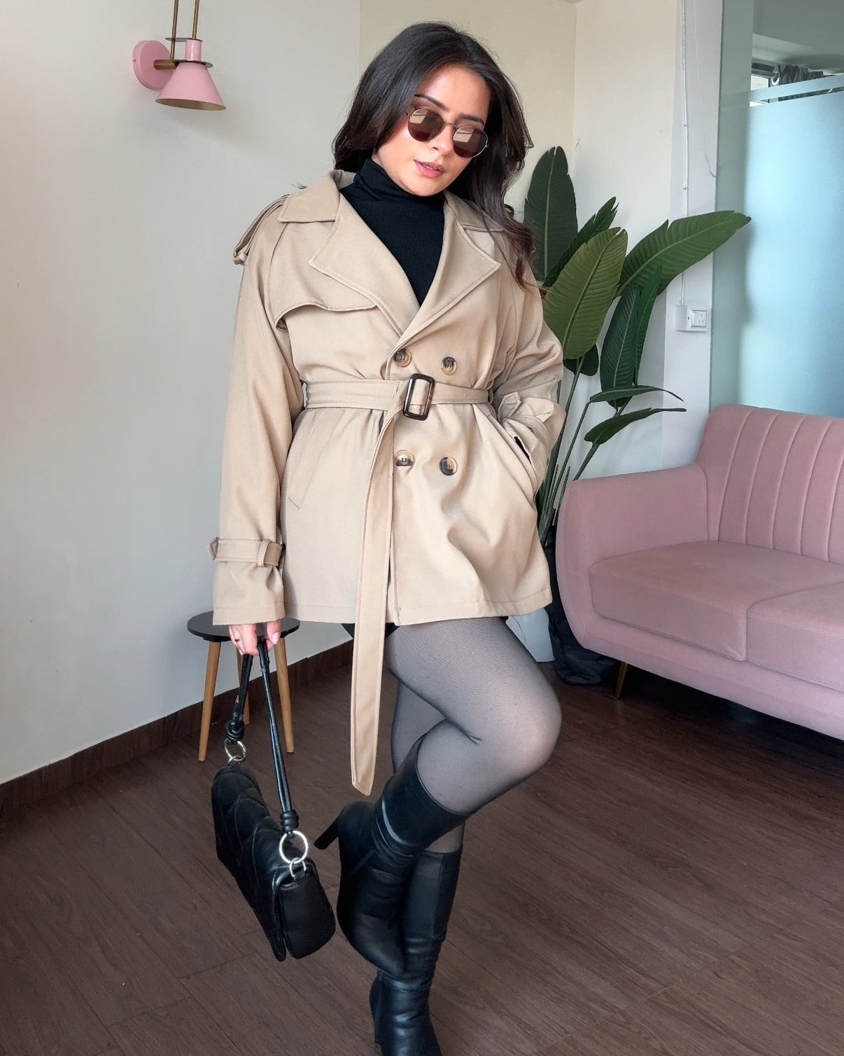 Fit And Flared Mini Trench Coat