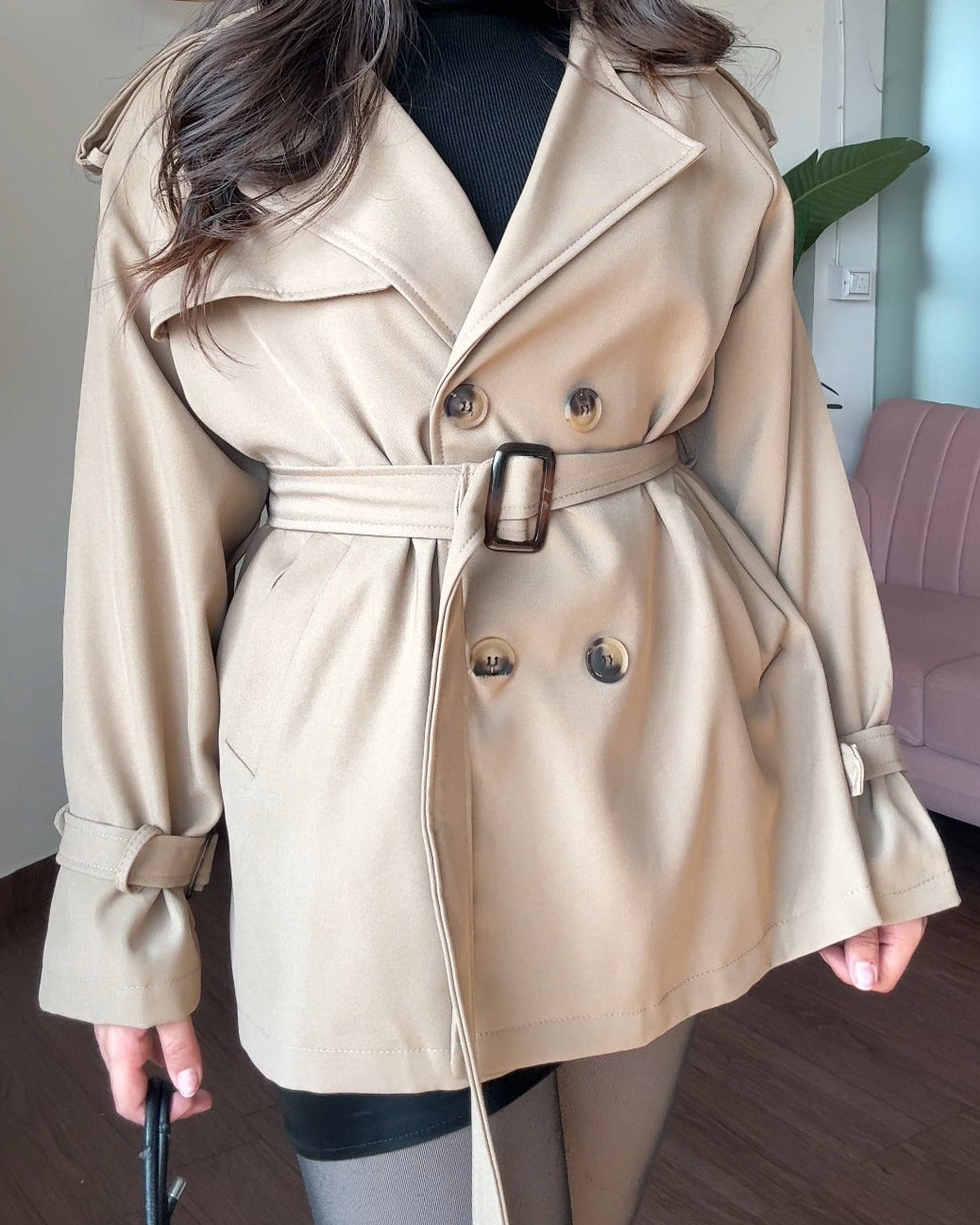 Fit And Flared Mini Trench Coat