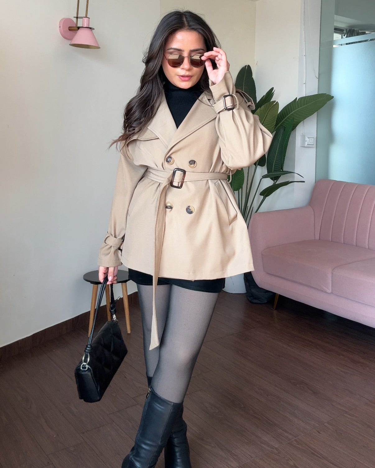 Fit And Flared Mini Trench Coat