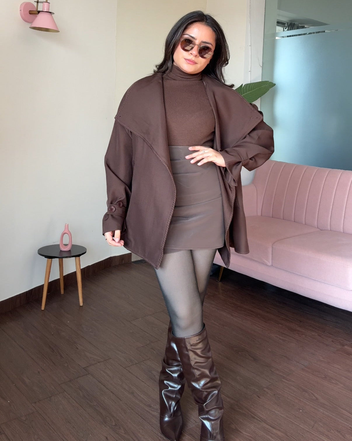 High Neck Button-Up Korean Collar Mini Trench Coat