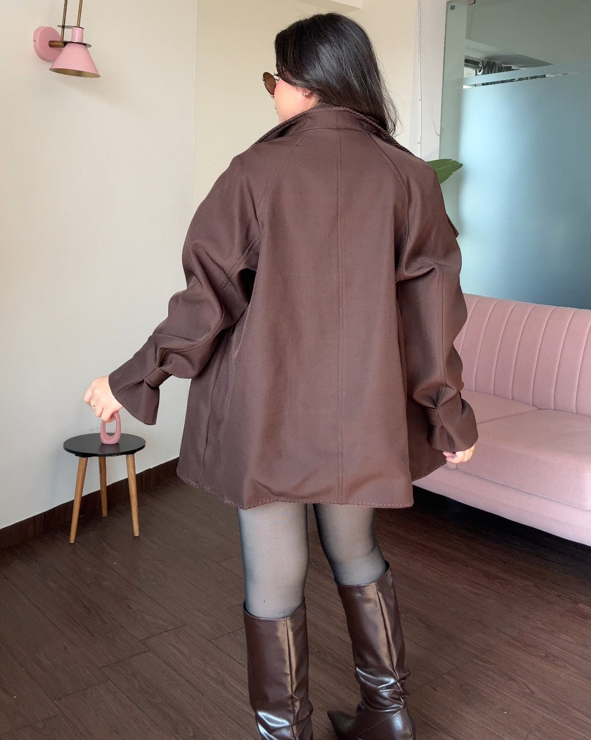 High Neck Button-Up Korean Collar Mini Trench Coat