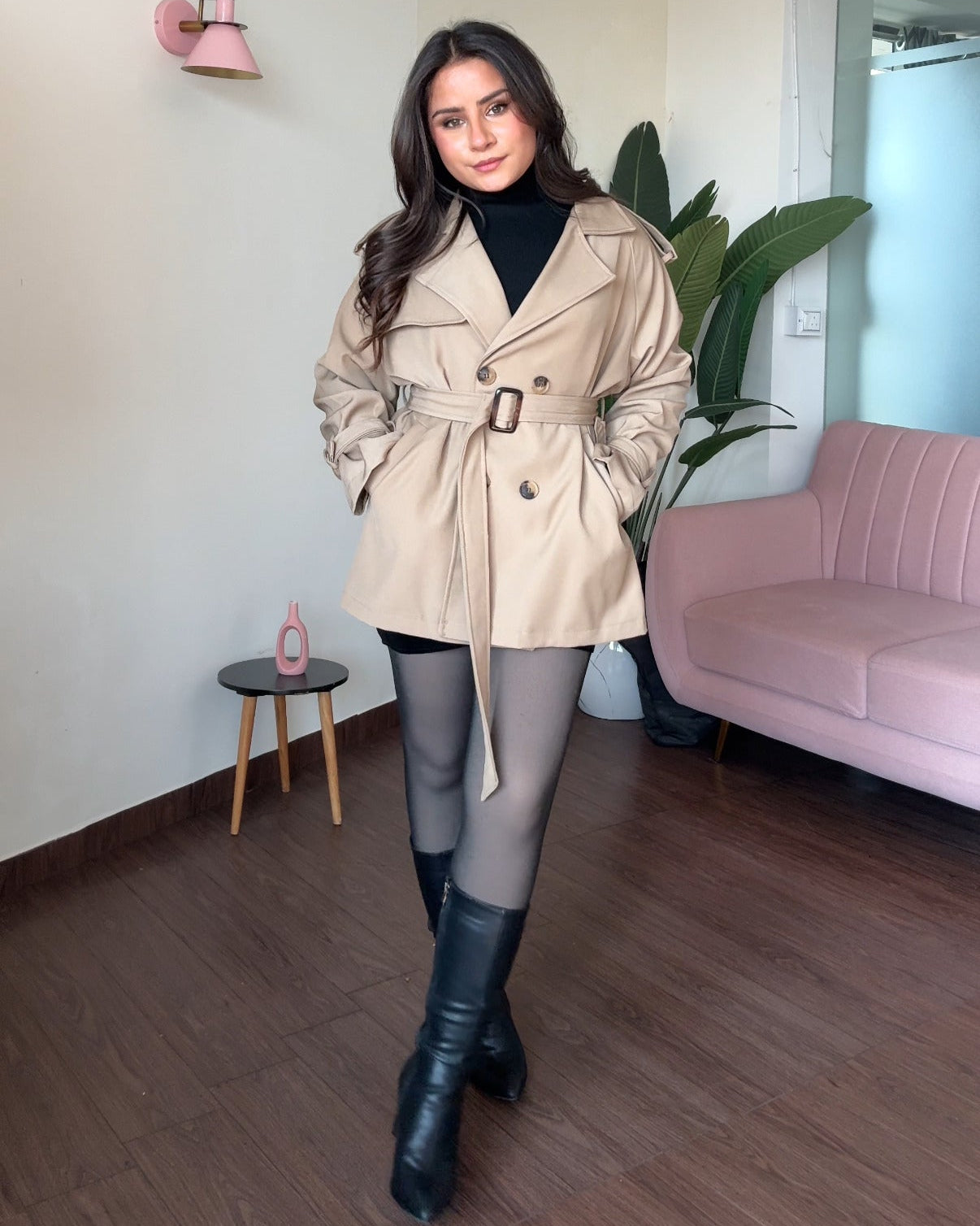Fit And Flared Mini Trench Coat