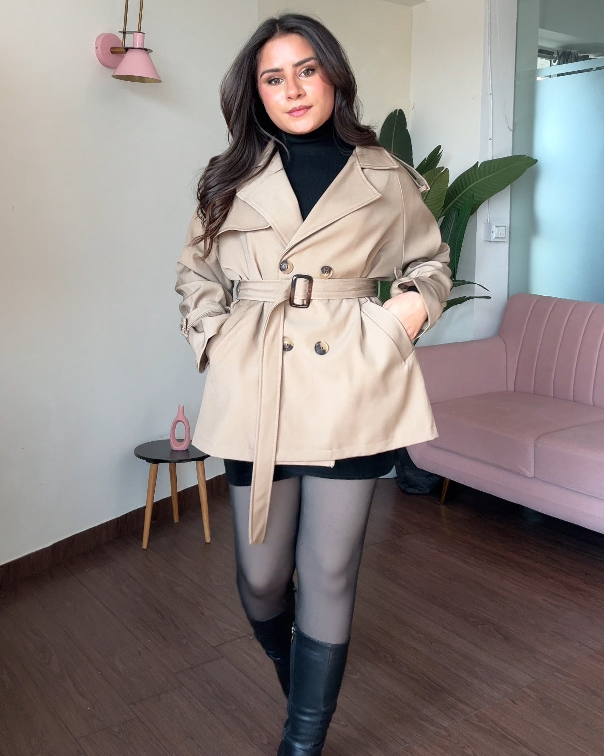 Fit And Flared Mini Trench Coat