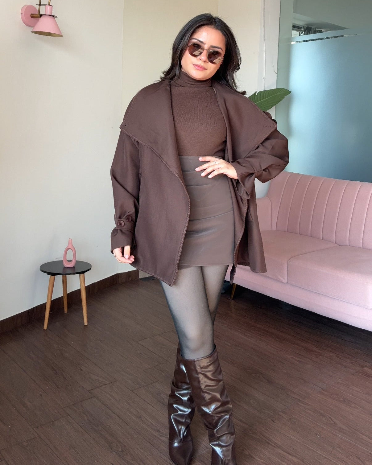 High Neck Button-Up Korean Collar Mini Trench Coat