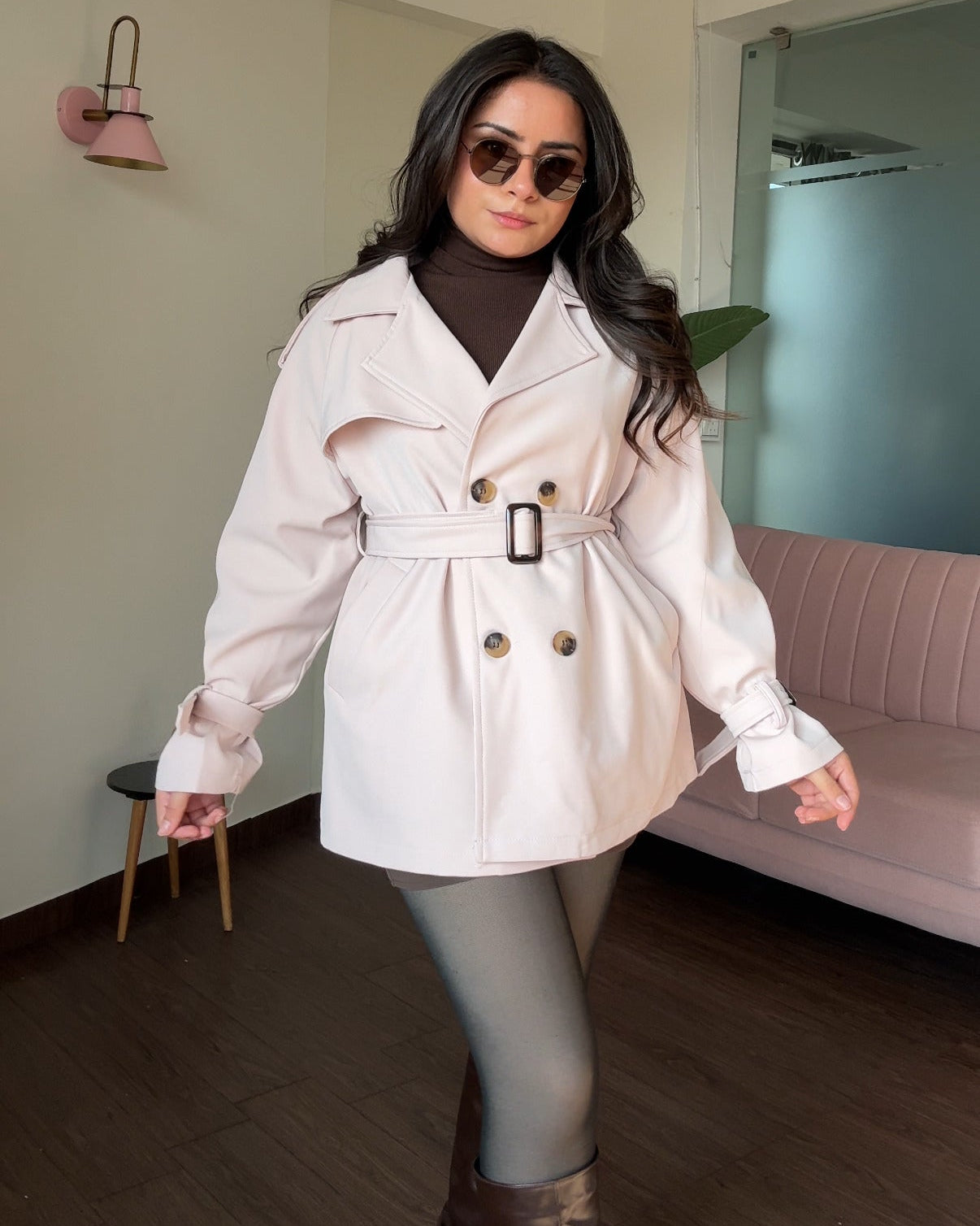 Fit And Flared Mini Trench Coat