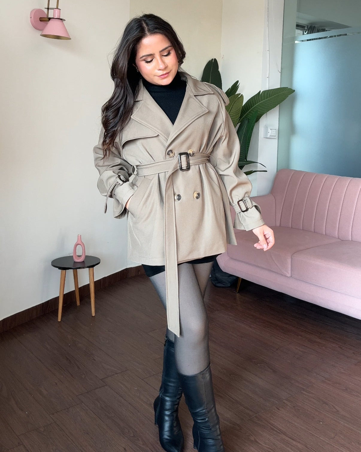 Fit And Flared Mini Trench Coat