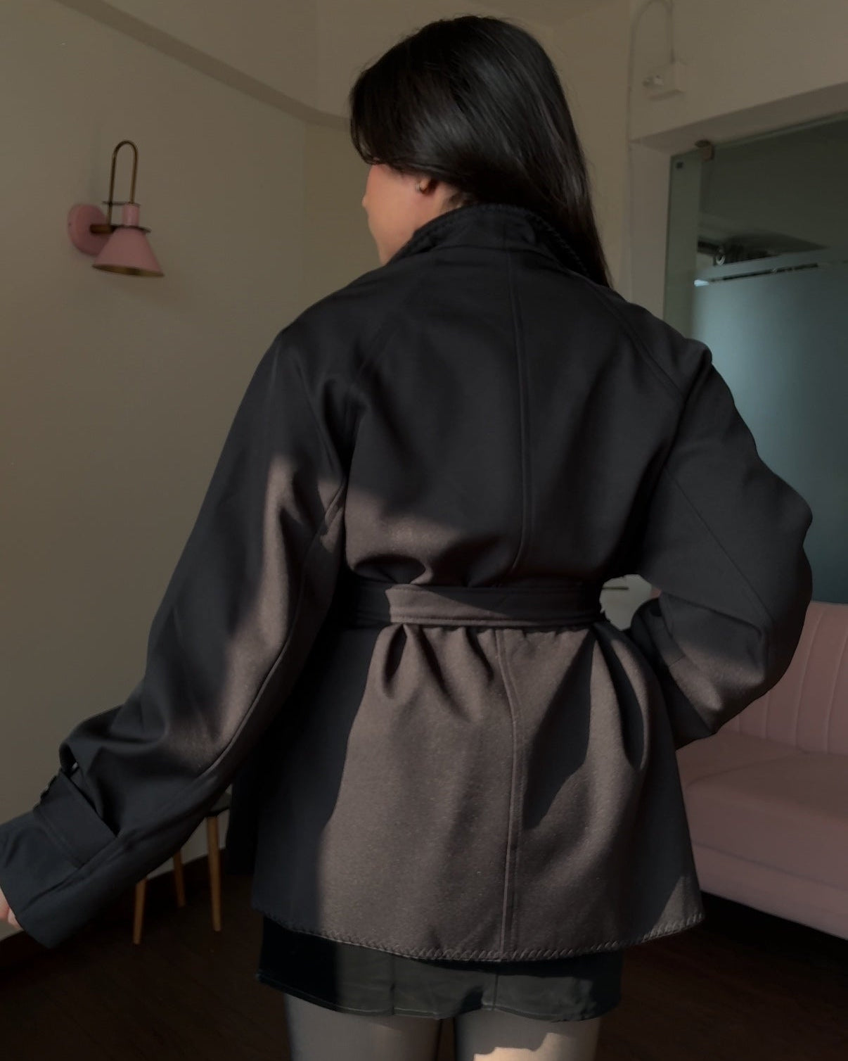 High Neck Button-Up Korean Collar Mini Trench Coat