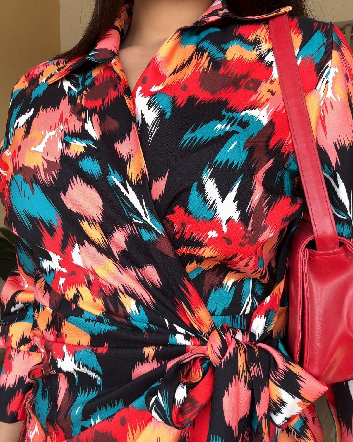 Printed Floral Wrap Dress