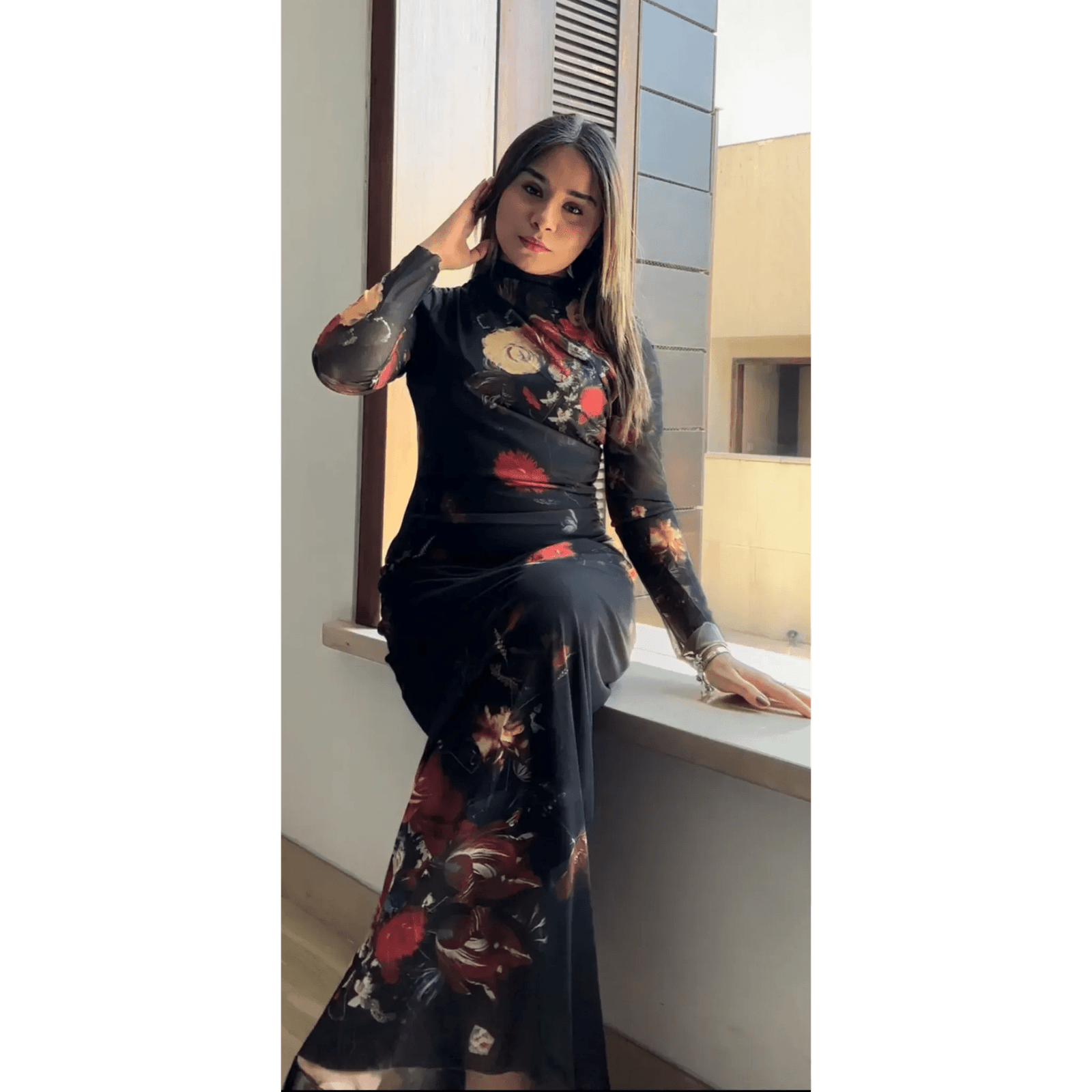 Printed Mesh Dress