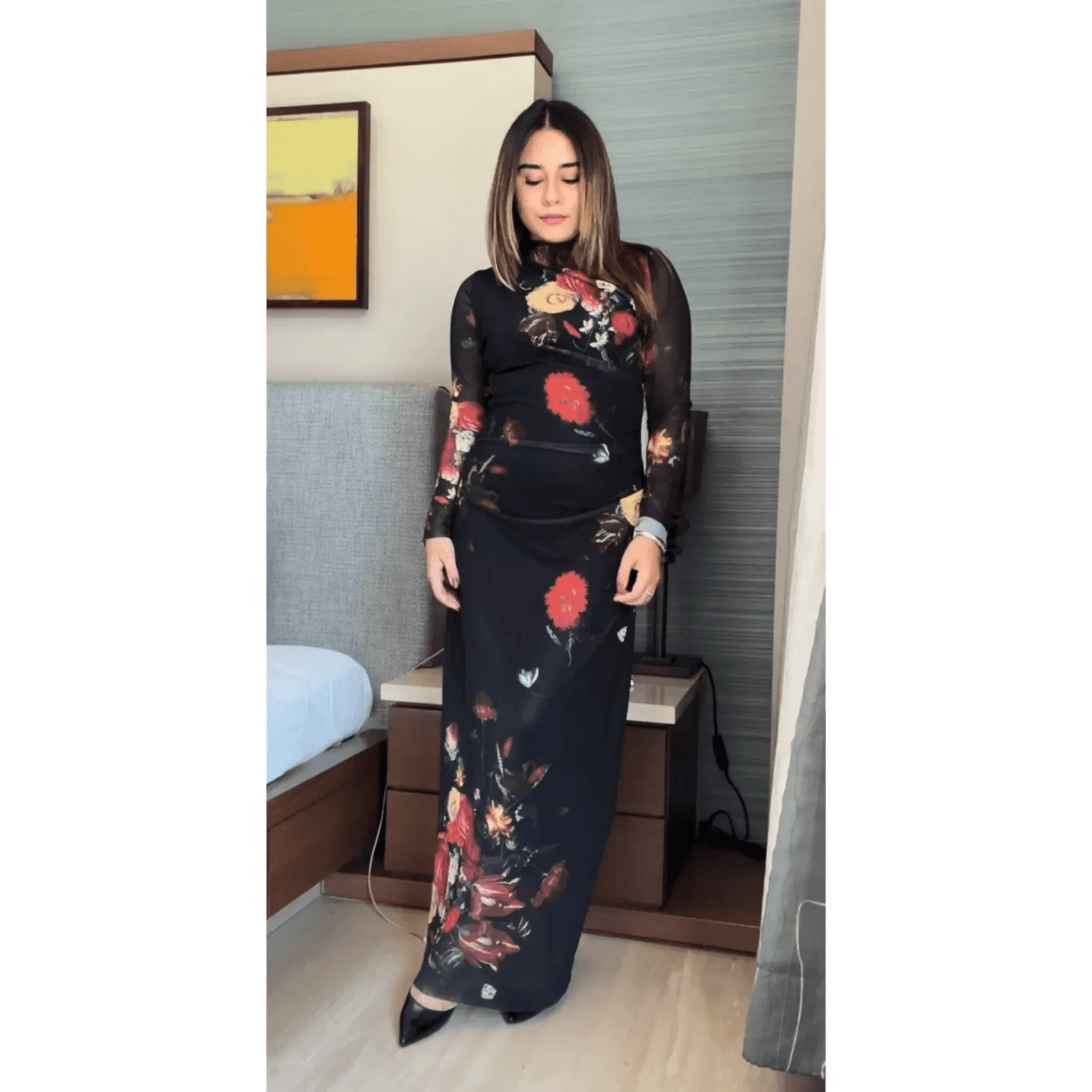 Printed Mesh Dress