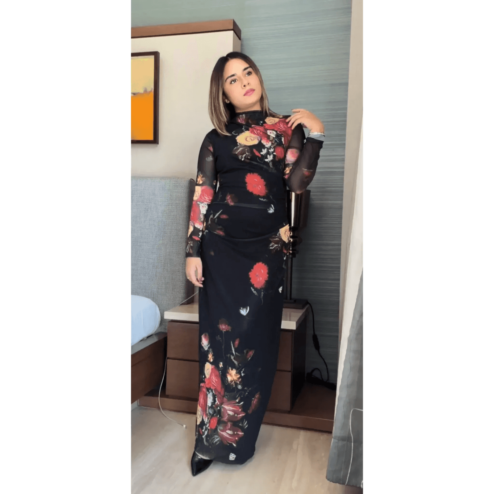 Printed Mesh Dress