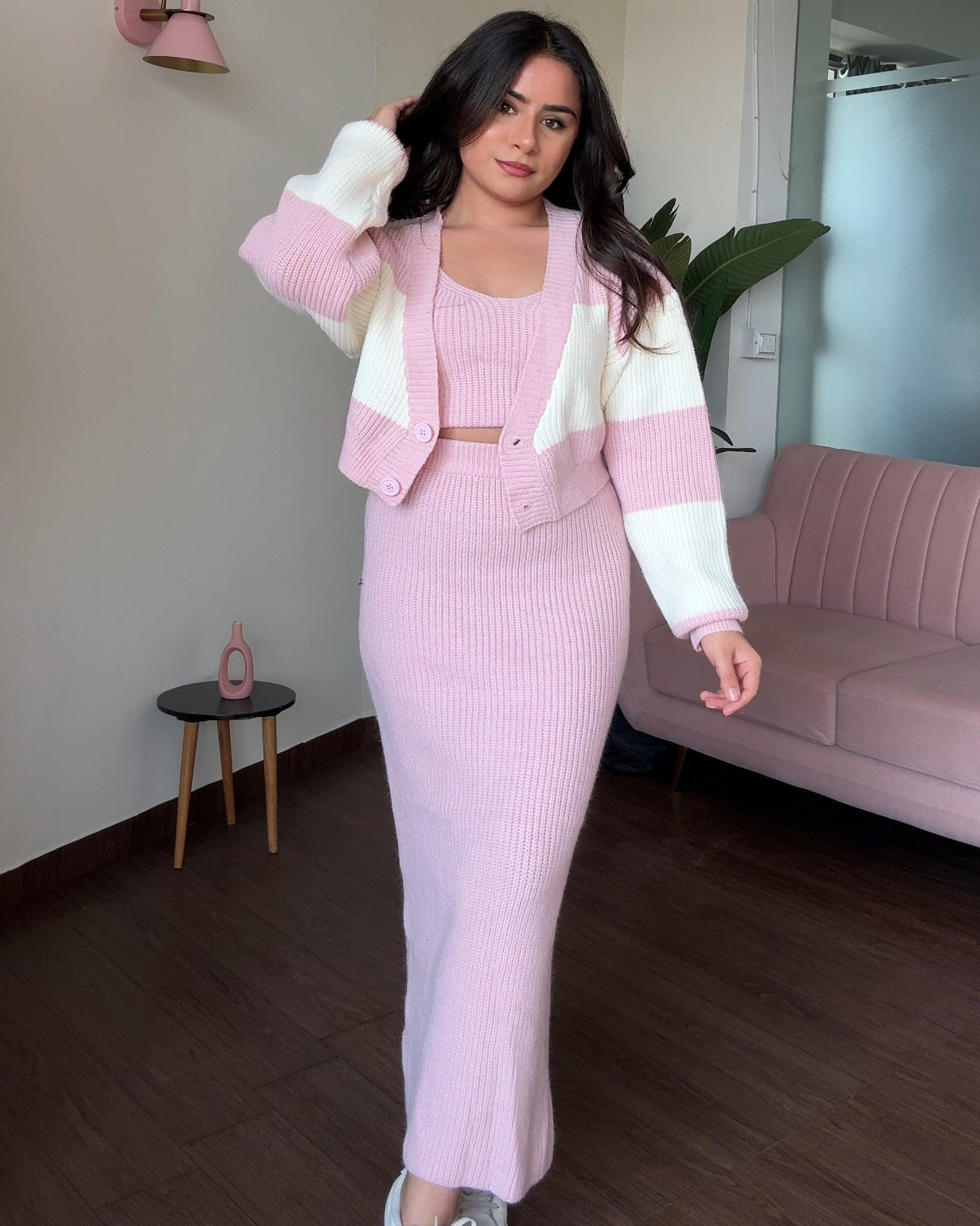 Crochet Winter 3-Piece Sweater Set With Cardigan