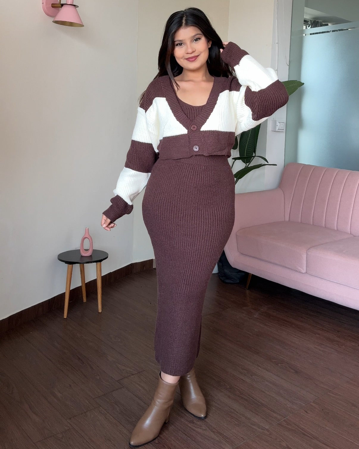 Crochet Winter 3-Piece Sweater Set With Cardigan