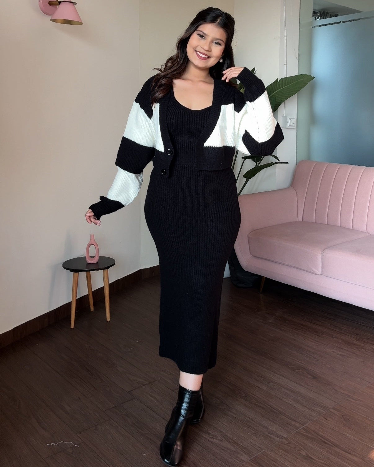 Crochet Winter 3-Piece Sweater Set With Cardigan