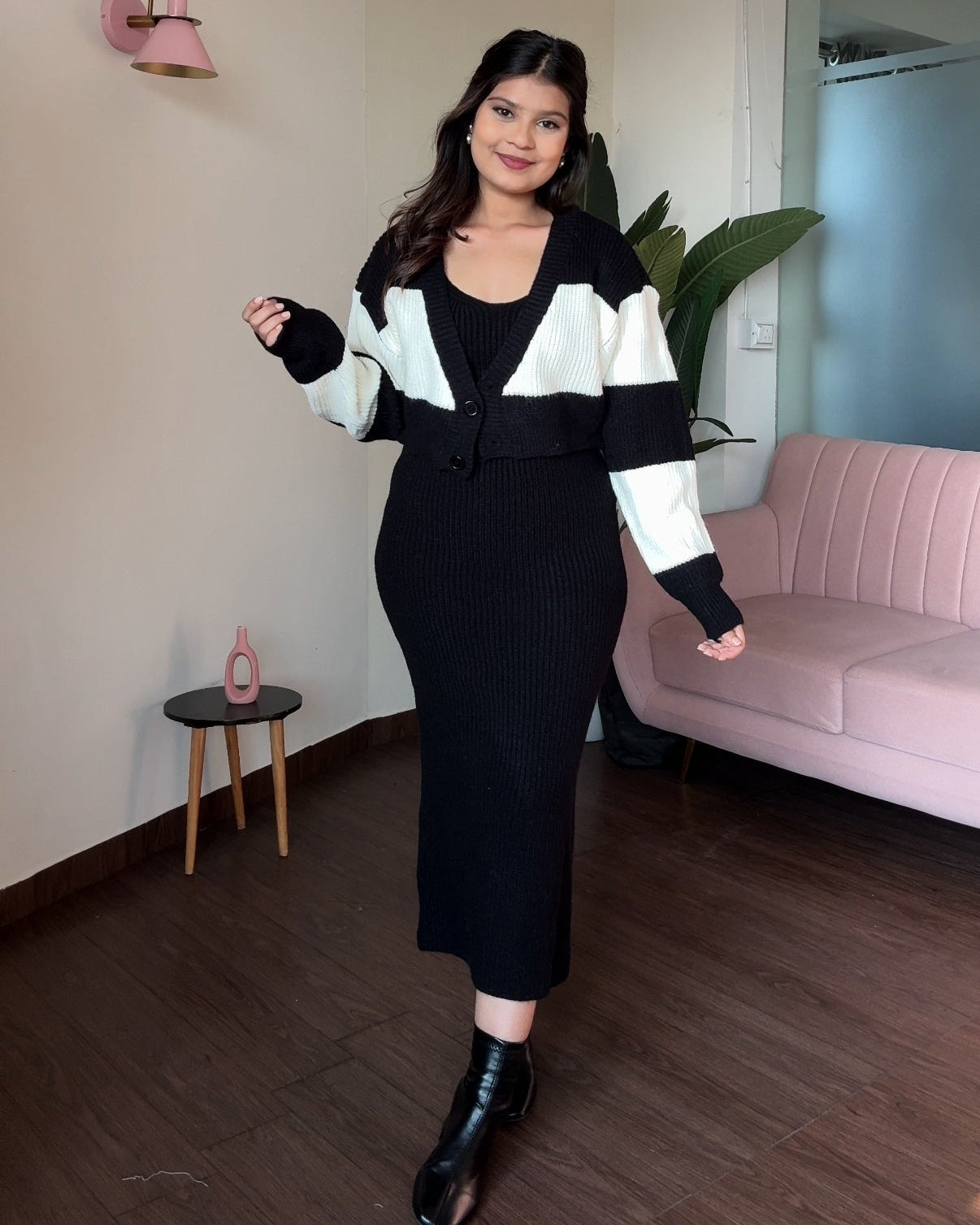 Crochet Winter 3-Piece Sweater Set With Cardigan