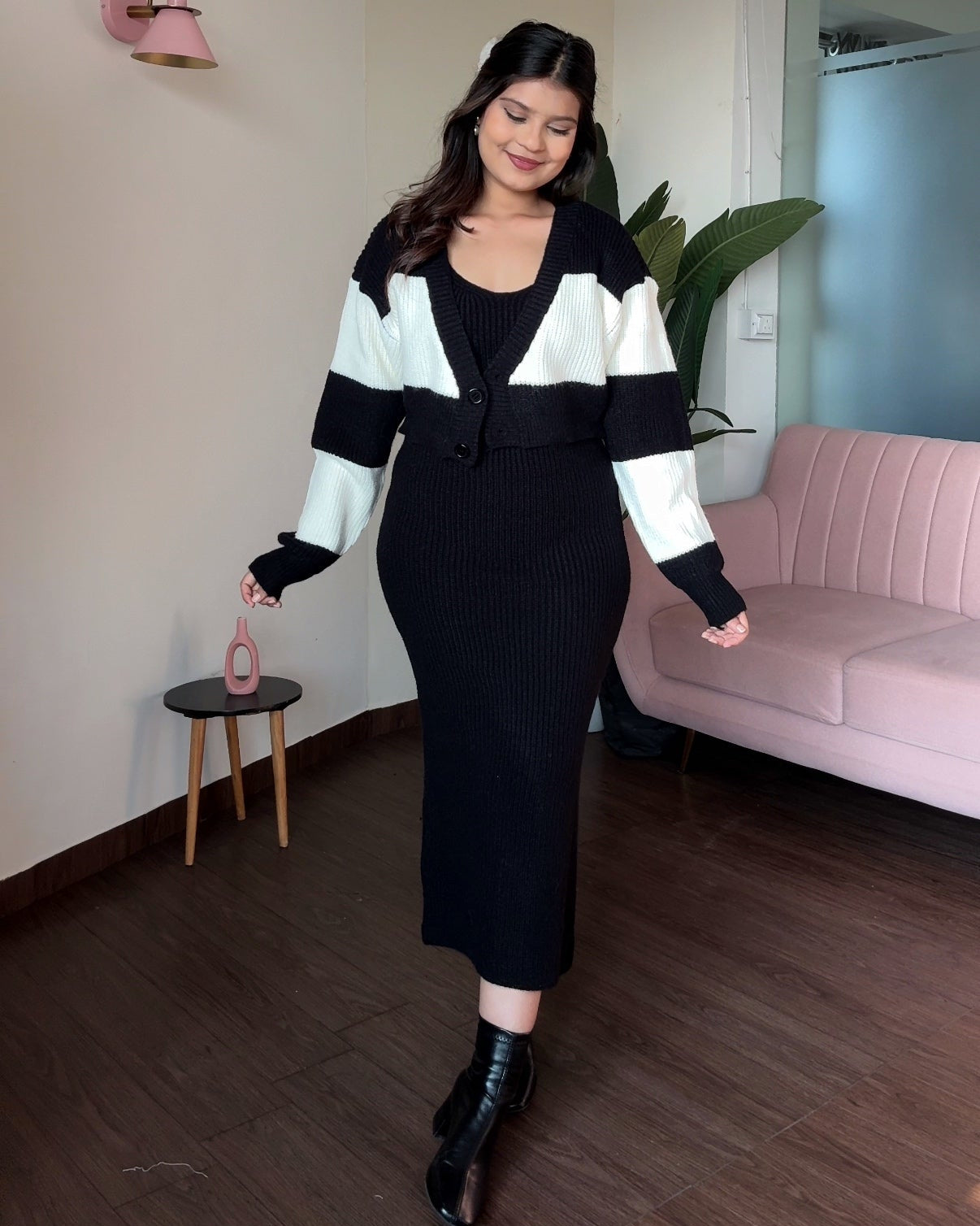 Crochet Winter 3-Piece Sweater Set With Cardigan