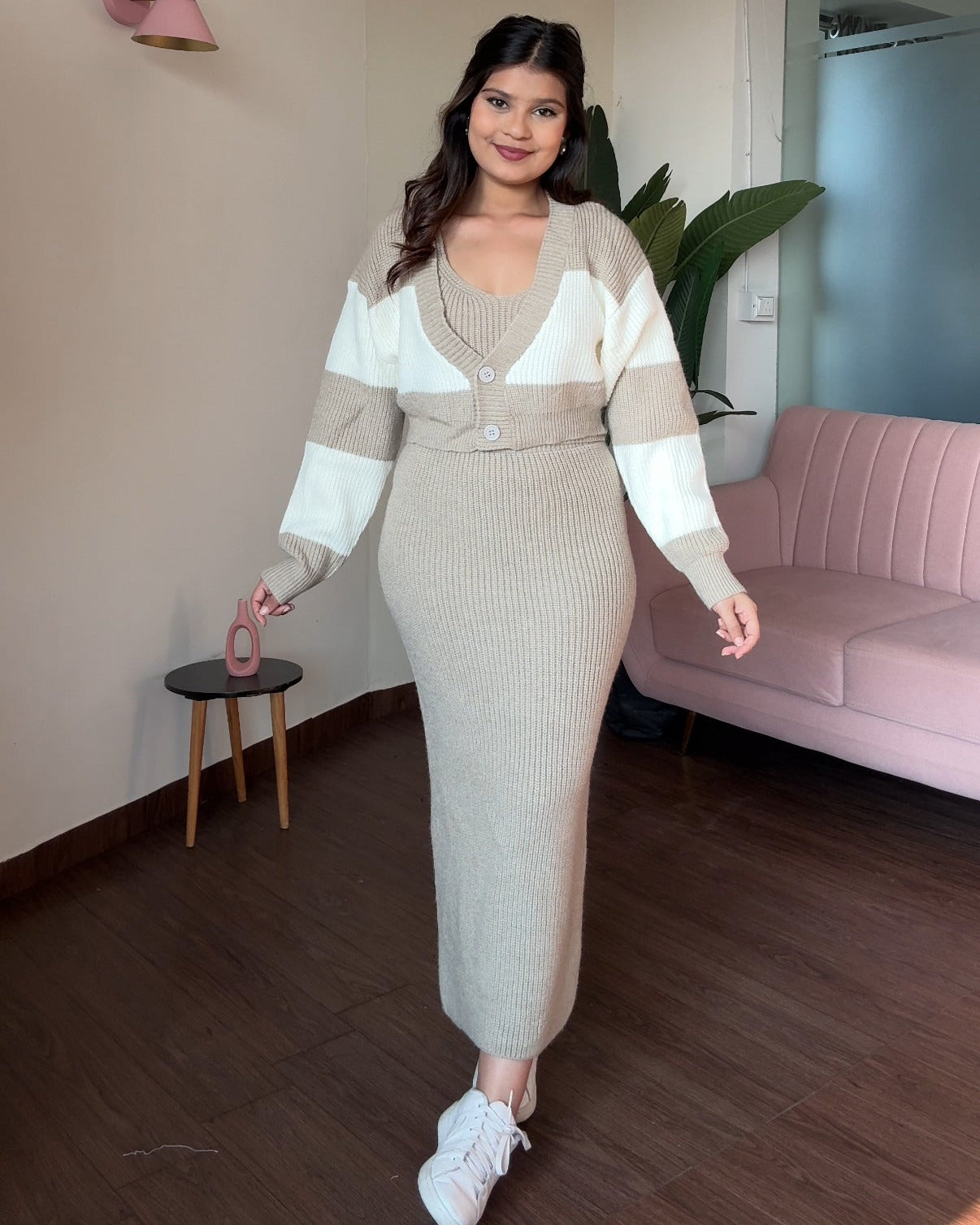 Crochet Winter 3-Piece Sweater Set With Cardigan