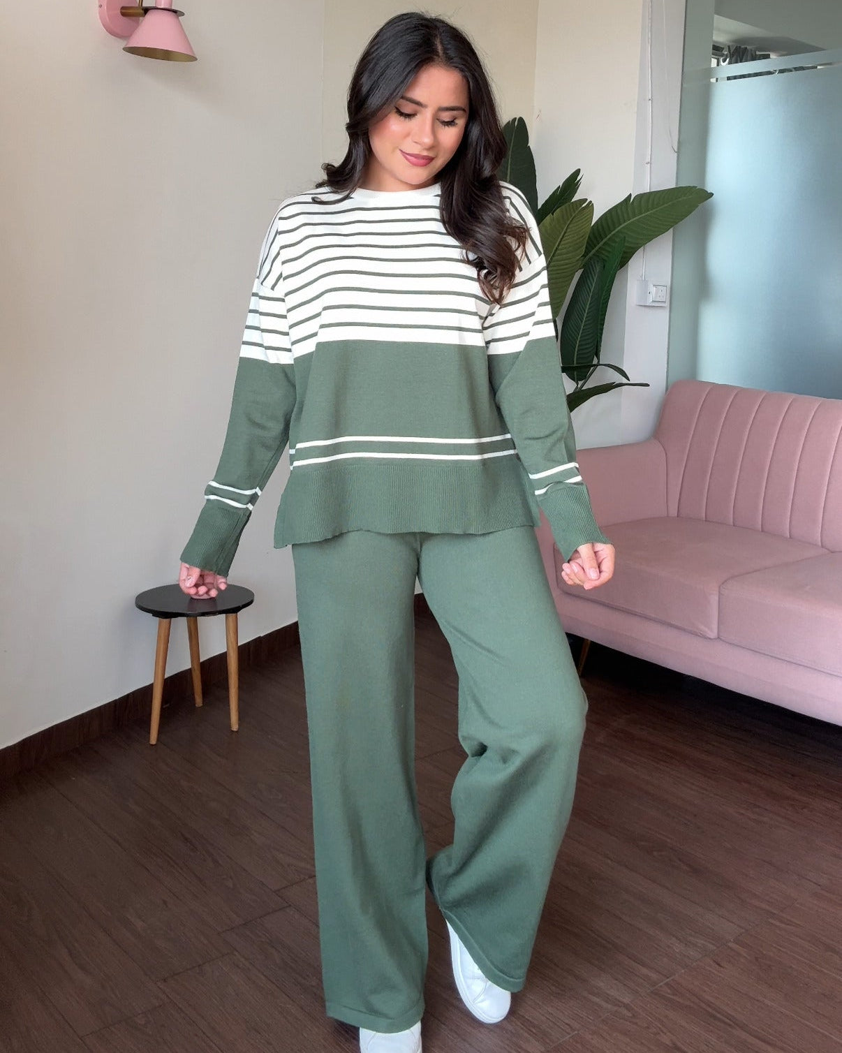 Dual Pattern Stripped Relaxed Fit Co-ord Set