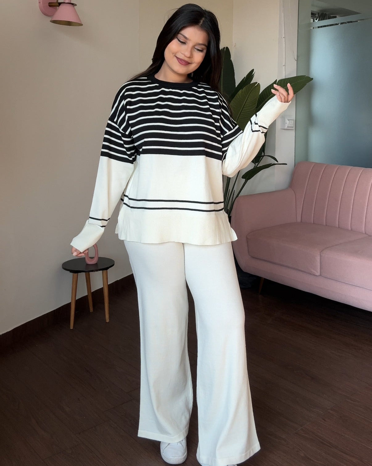 Dual Pattern Stripped Relaxed Fit Co-ord Set