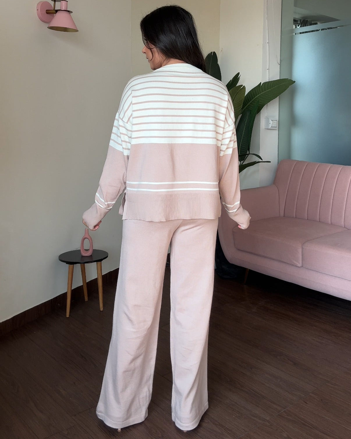 Dual Pattern Stripped Relaxed Fit Co-ord Set