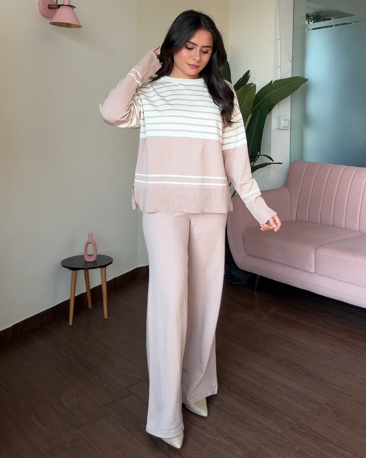 Dual Pattern Stripped Relaxed Fit Co-ord Set