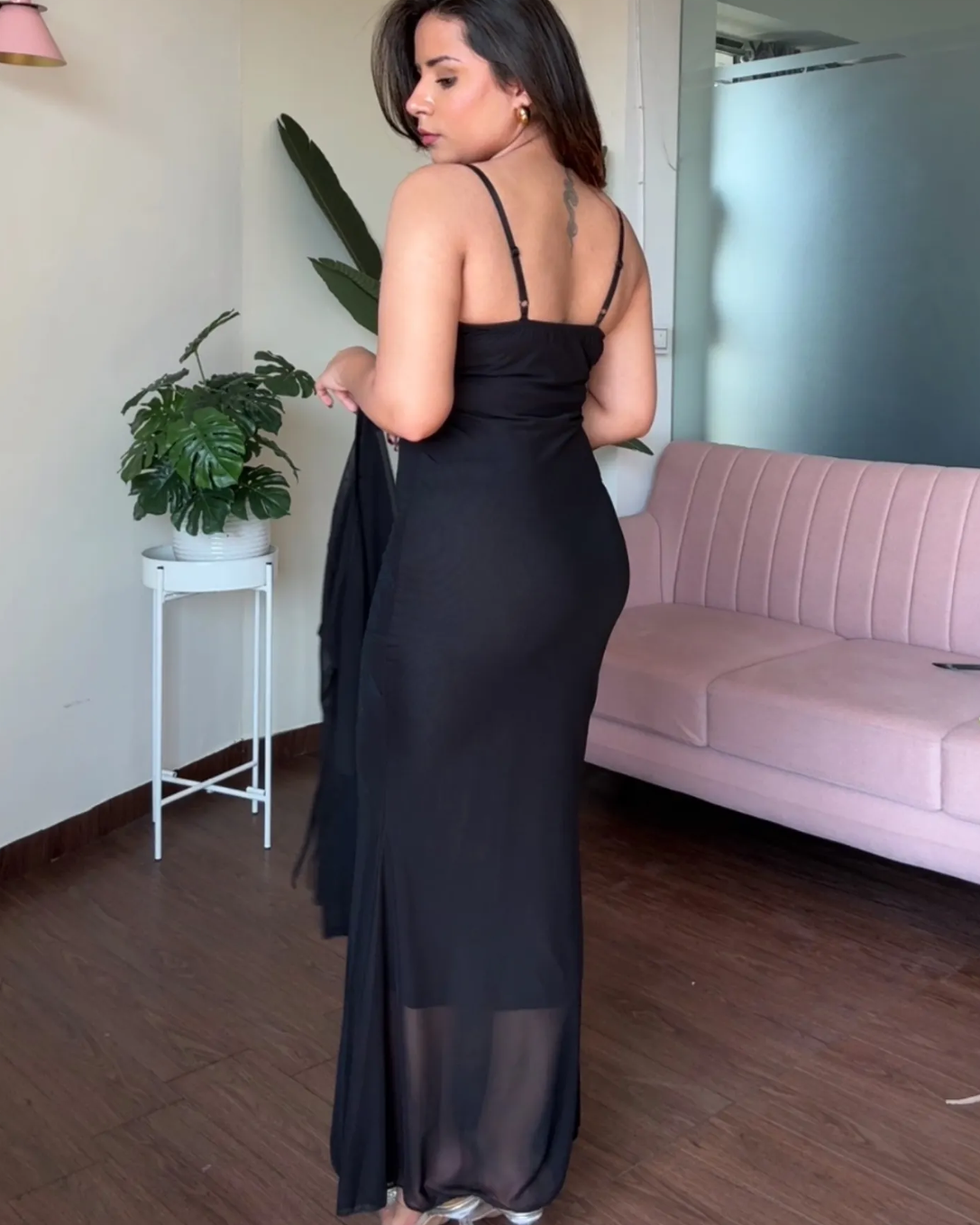 Rose Printed Mermaid Maxi Dress With Shrug