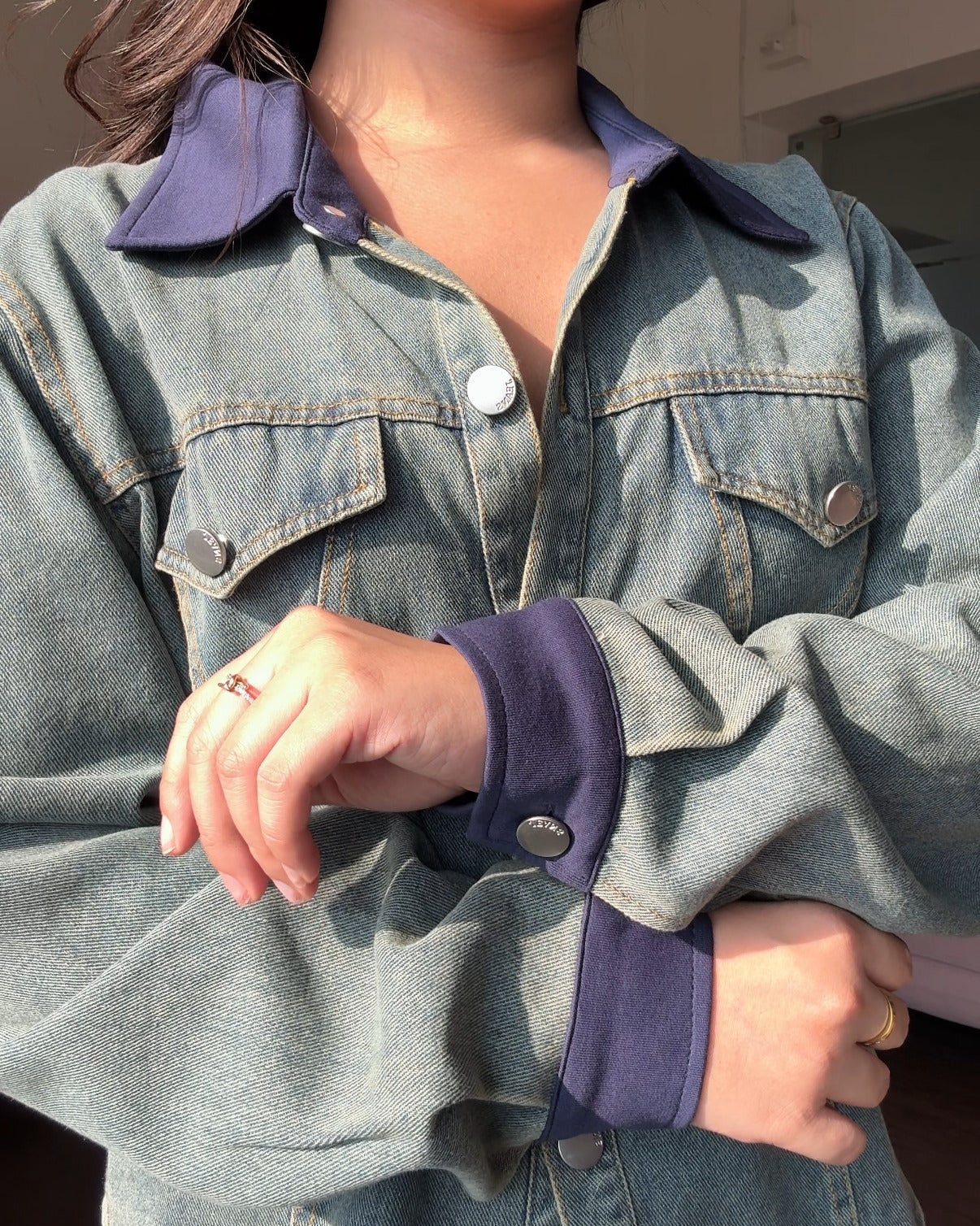 Denim Jacket And Sweatpants Co-ord Set