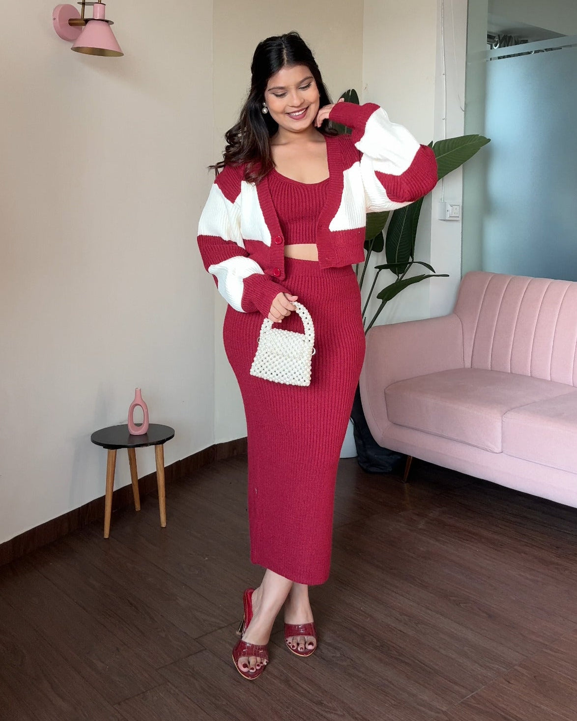 Crochet Winter 3-Piece Sweater Set With Cardigan