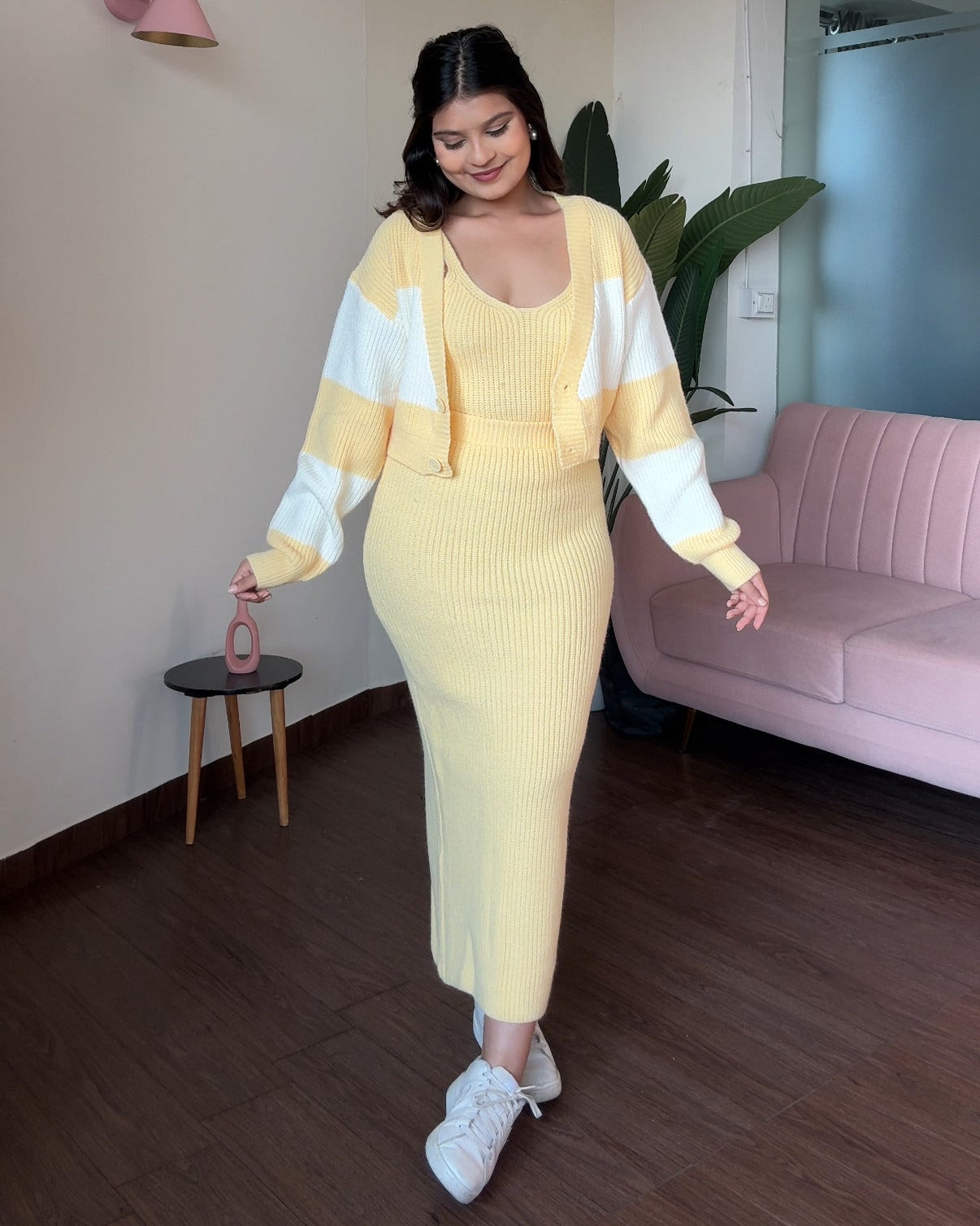 Crochet Winter 3-Piece Sweater Set With Cardigan