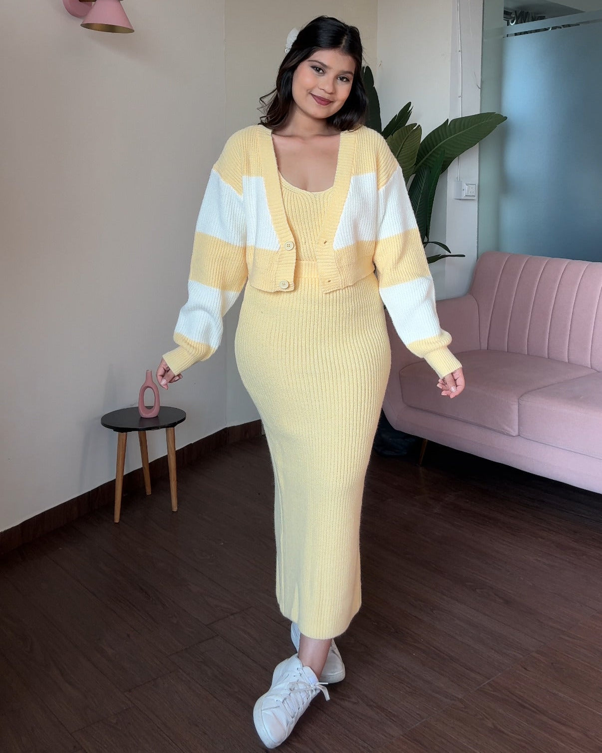 Crochet Winter 3-Piece Sweater Set With Cardigan