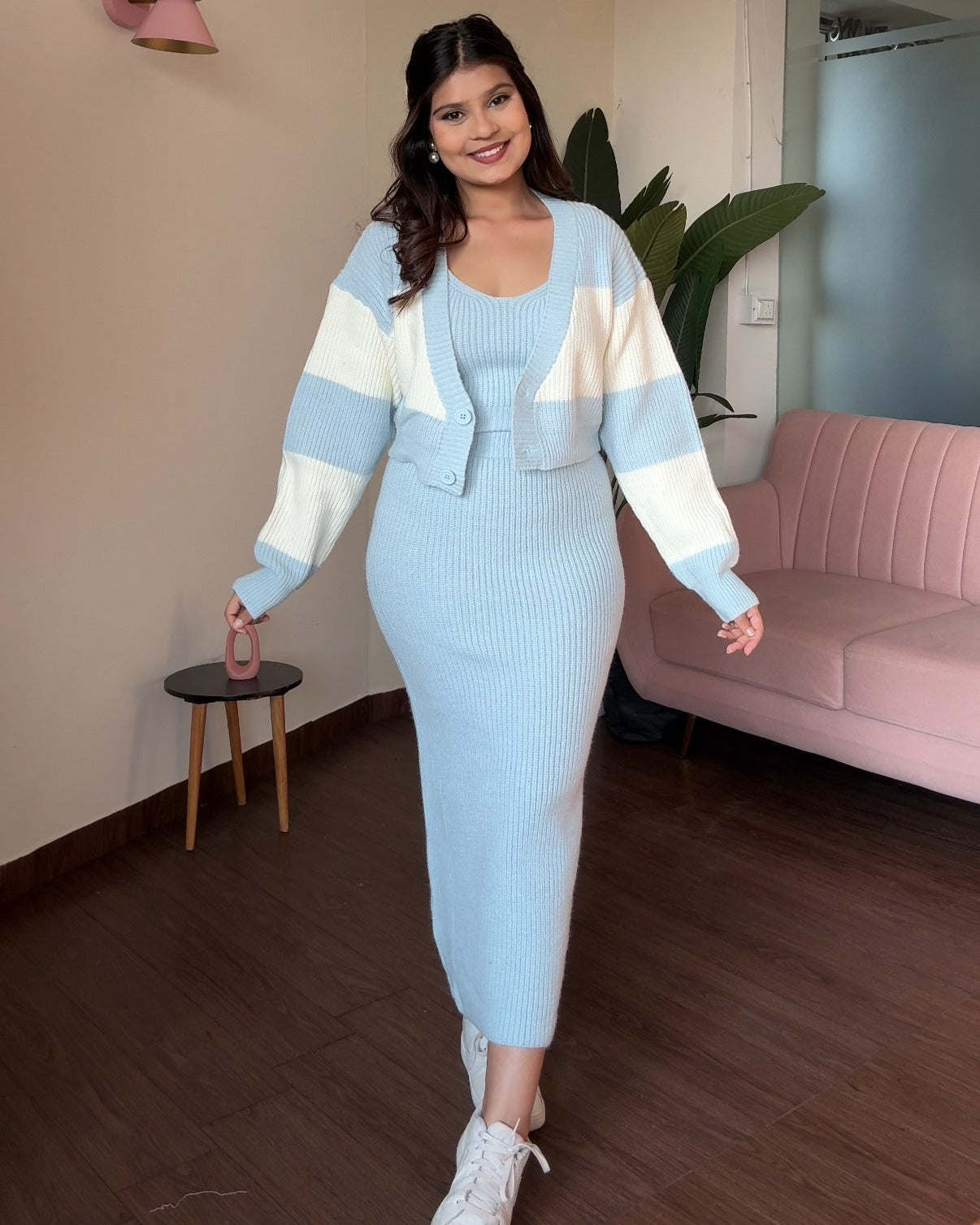 Crochet Winter 3-Piece Sweater Set With Cardigan