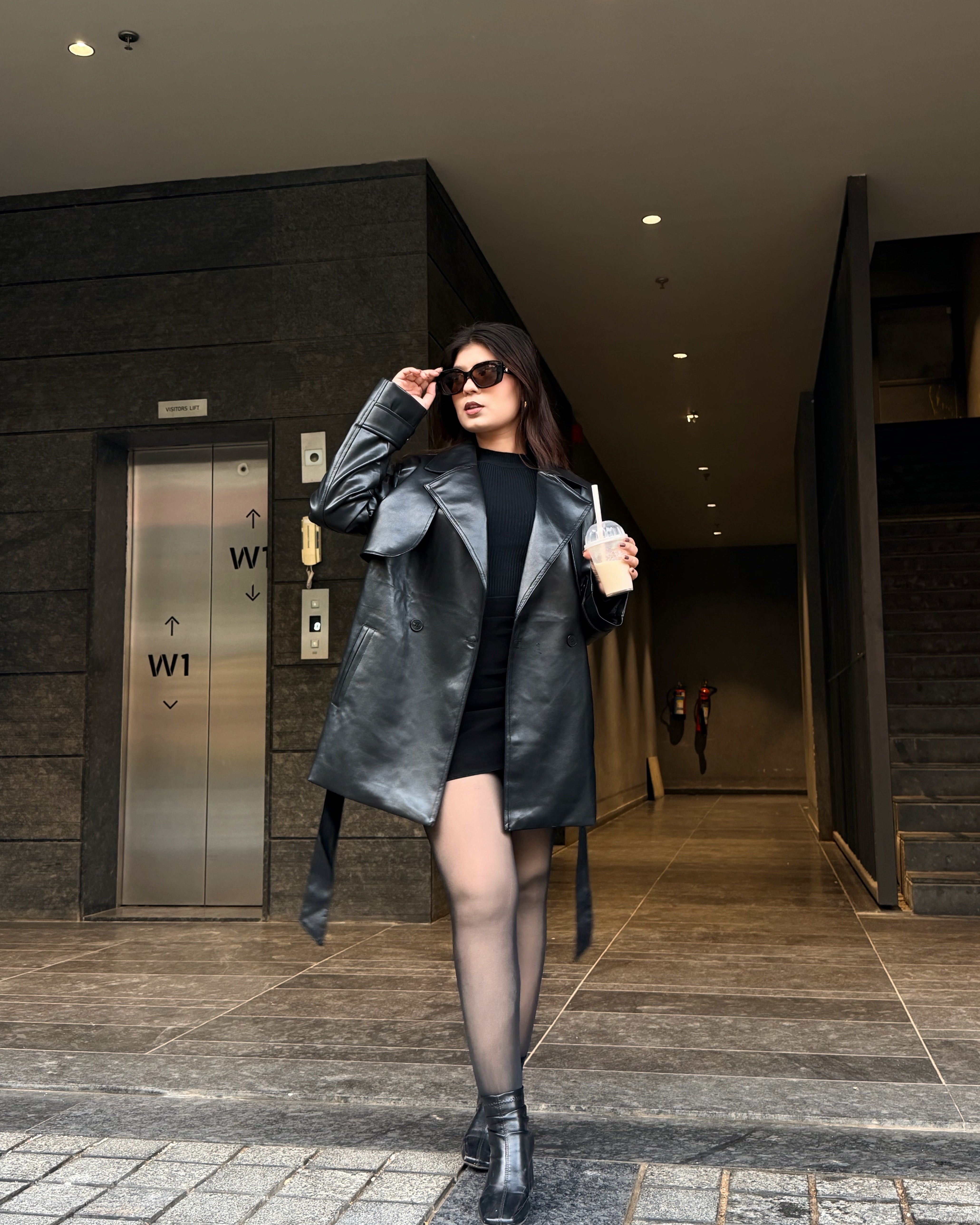 Leather Mini Trench Coat