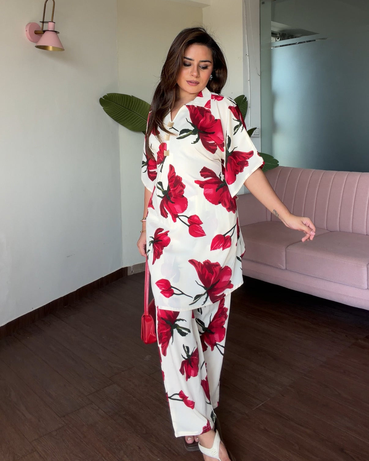 Printed Hibiscus Co-ord Set
