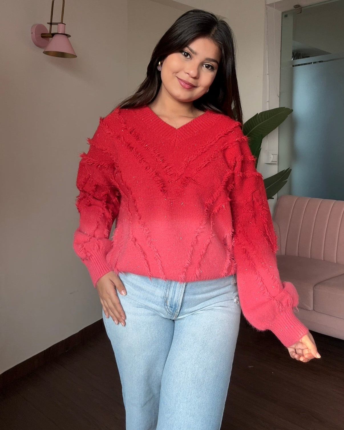 Ombre Sparkle Knitted Sweater Top