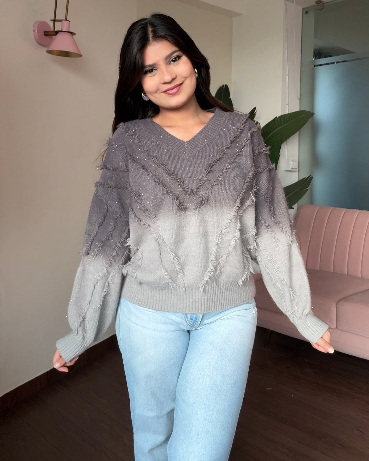 Ombre Sparkle Knitted Sweater Top