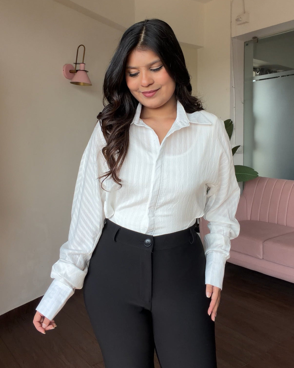Solid Casual Button Up Shirt Bodysuit
