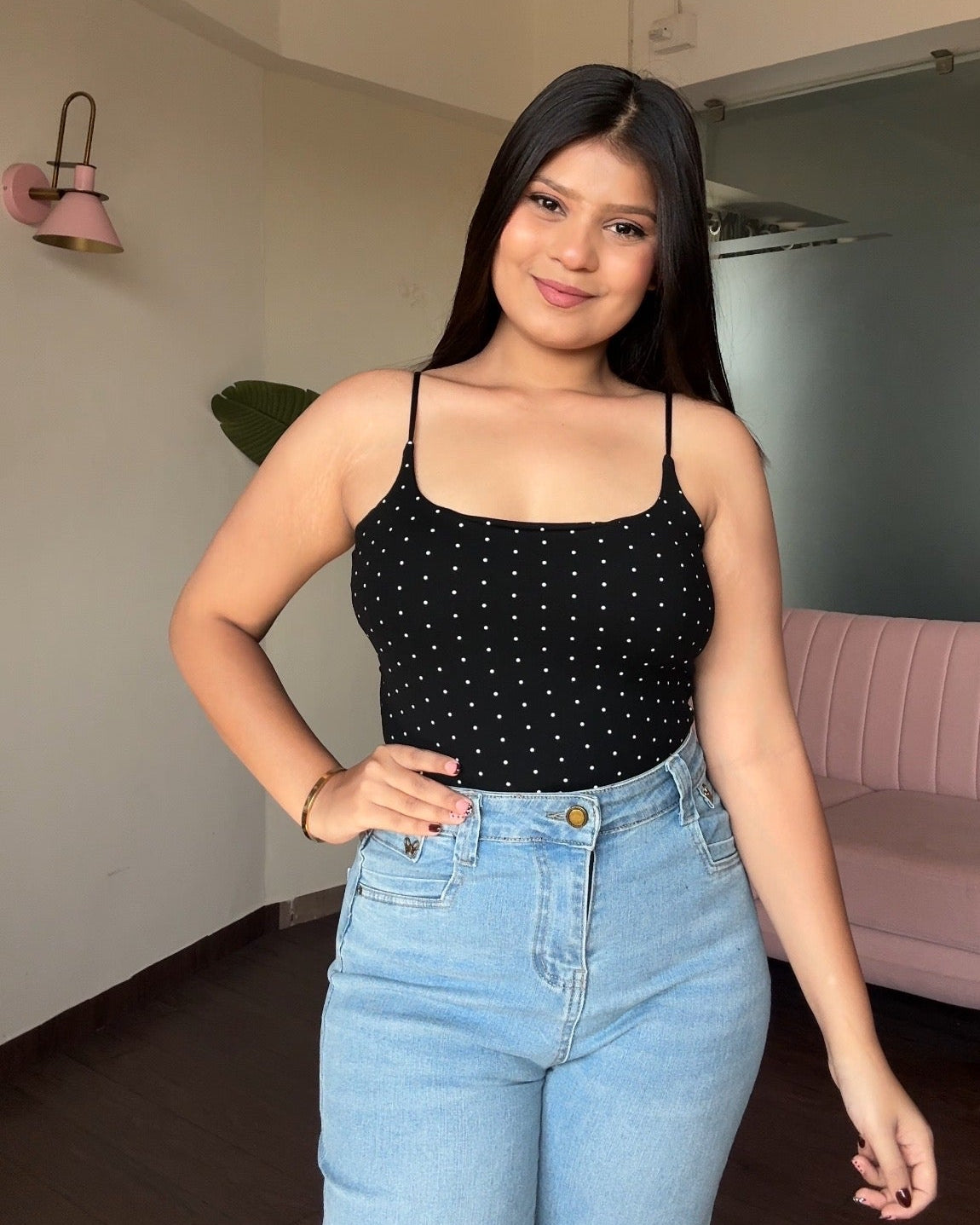 Polka Dot Padded Cami Top