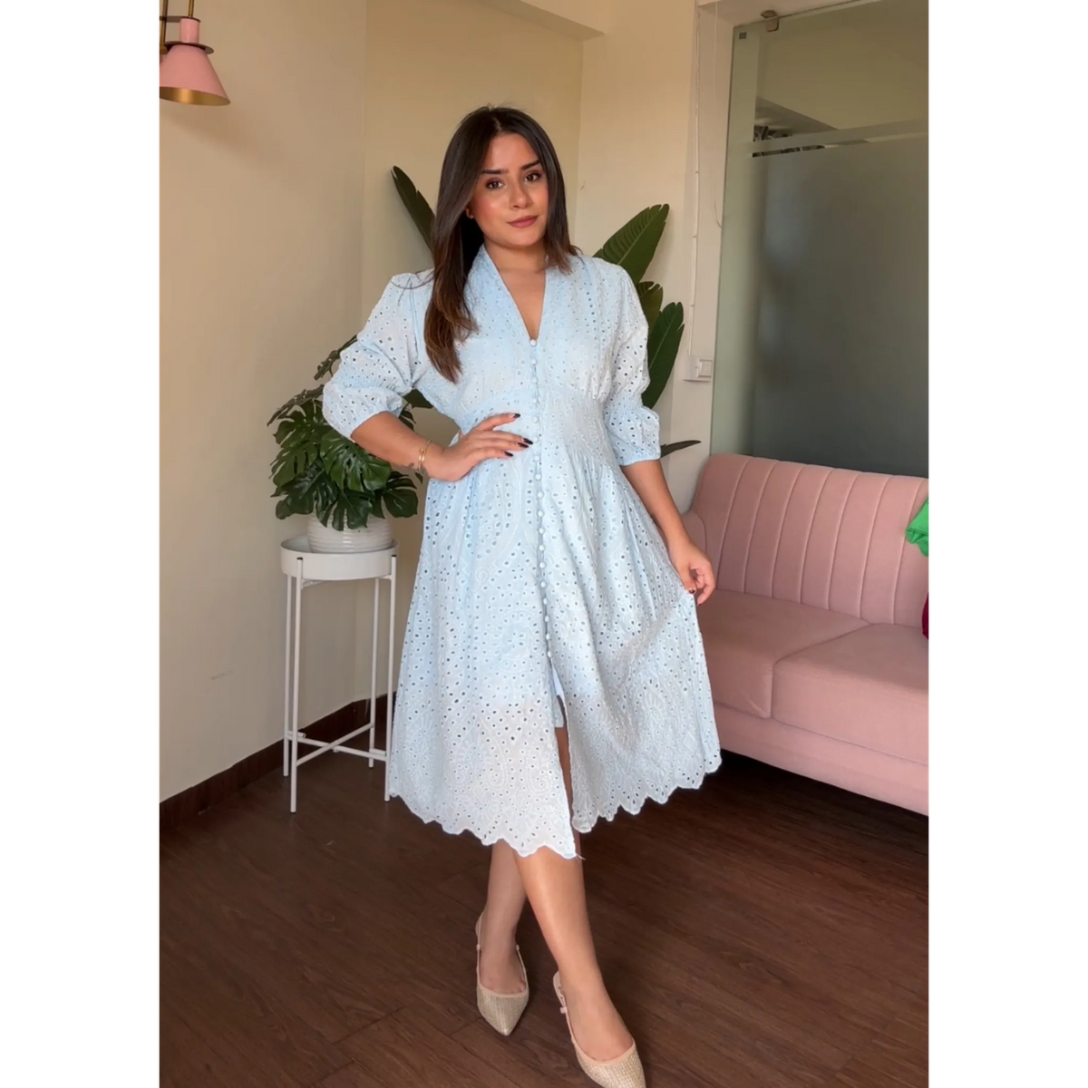 Eyelet Embroidery Shirt Dress