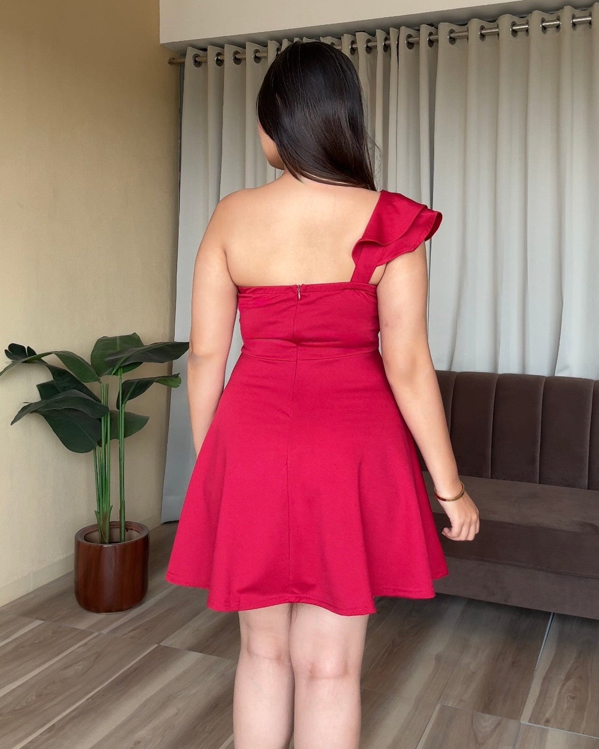 Sweetheart Ruffle Detailing Padded Skater Dress