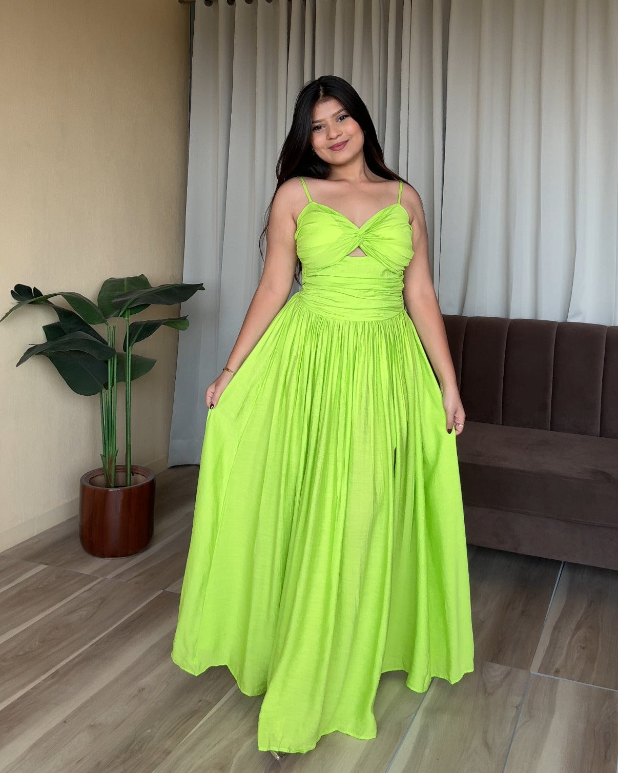 Padded Knot Detailing Fit And Flared Summer Dress
