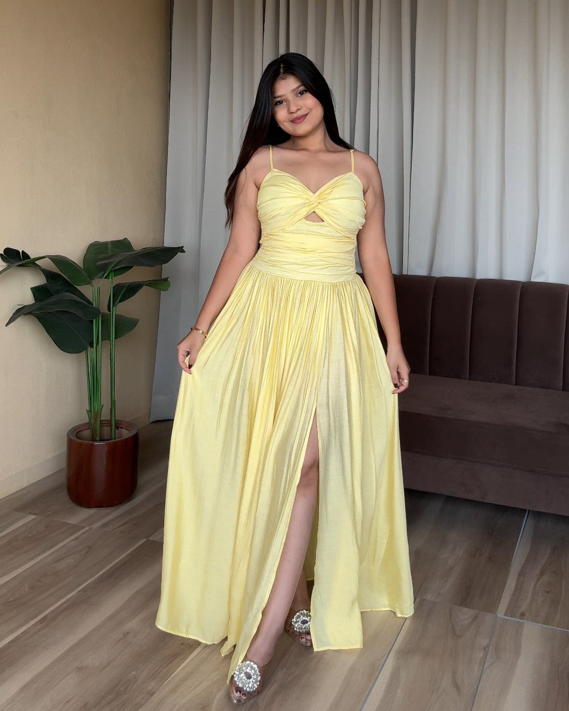 Padded Knot Detailing Fit And Flared Summer Dress