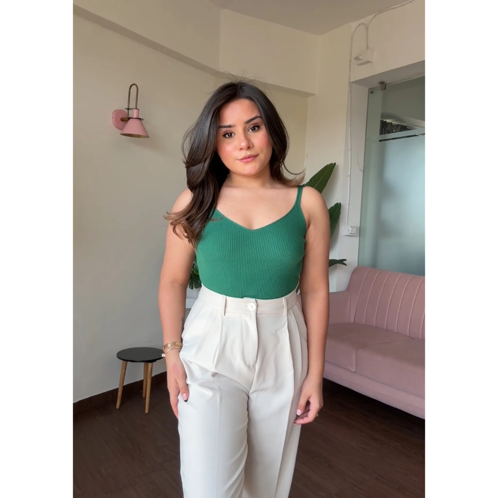 V Neck Ribbed Cami Top