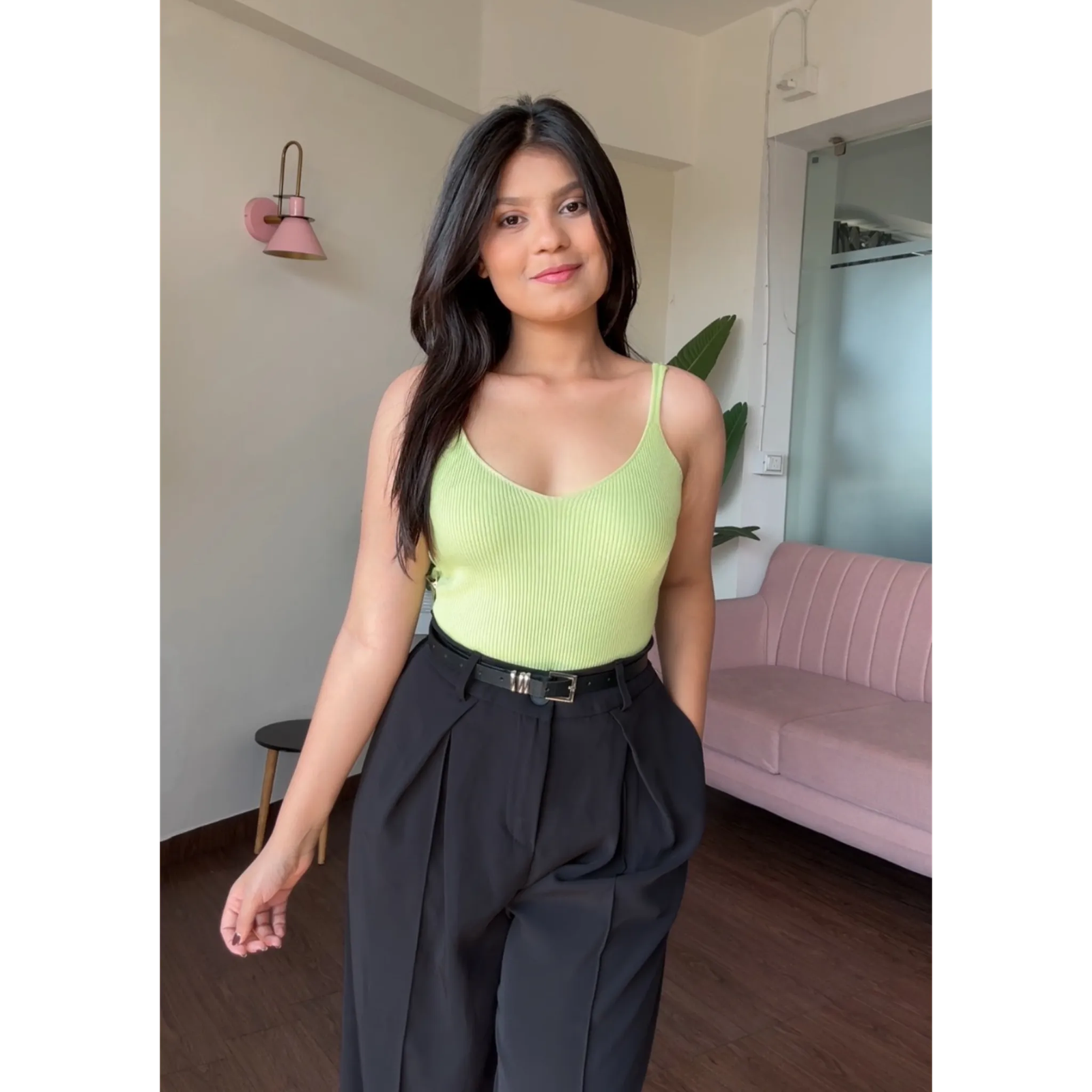 V Neck Ribbed Cami Top